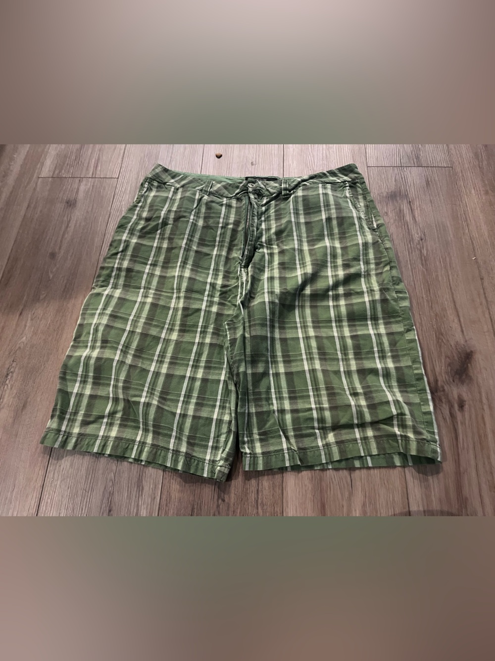 Steve & Barry's Green Plaid Men's Drawstring Shorts